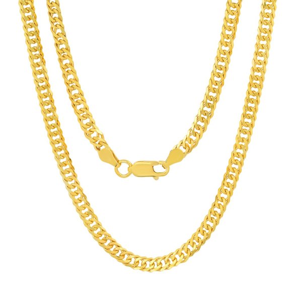 Silver/Gold 22" Miami Cuban Double Curb Chain - 925 Italy - Mens/Ladies/Unisex - Picture 2 of 11
